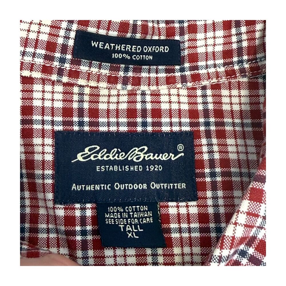Eddie Bauer Shirt Mens XLT Multicolor Plaid 100% Cotton Short Sleeve Button-Down - Picture 2 of 6